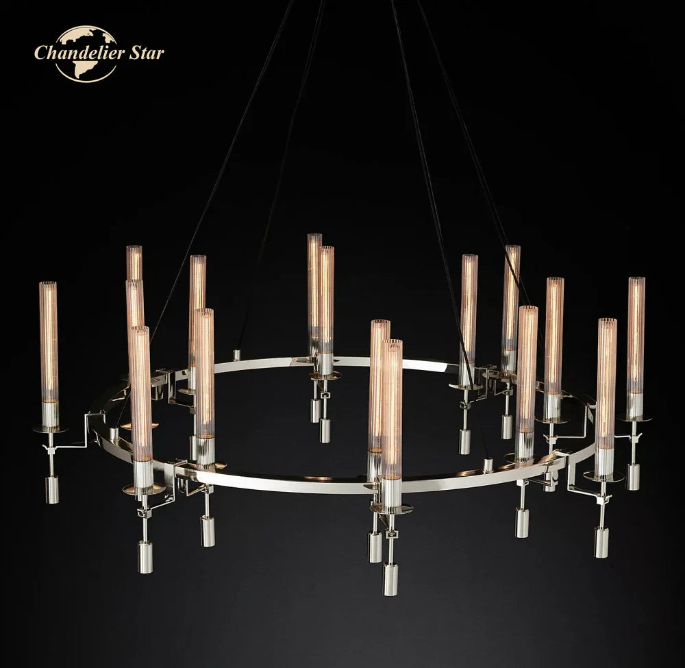 Afralia™ LED Round Glass Chandelier for Living Dining Room Lighting