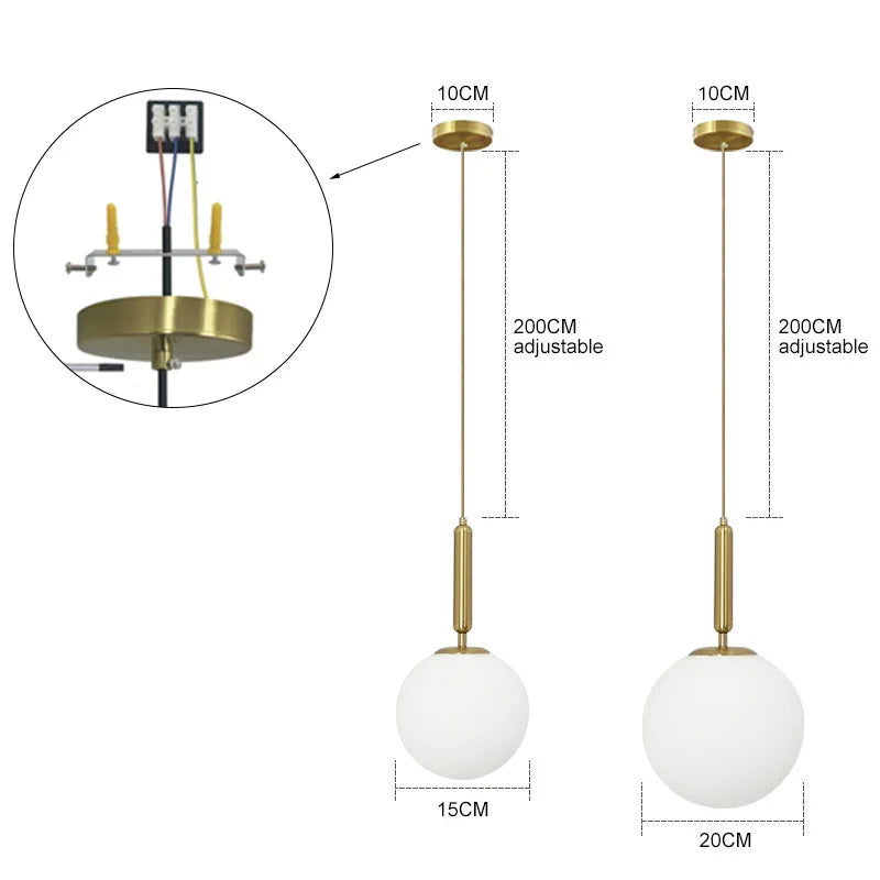 Luxury Gold Glass Ball Pendant Lamp by Afralia™ for Stylish Dining & Bedroom Lighting