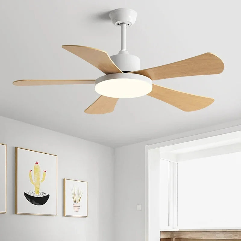 Afralia™ 48" Bedroom Restaurant Ceiling Fan with 5 Wood Blades, DC Motor, LED Light, Remote