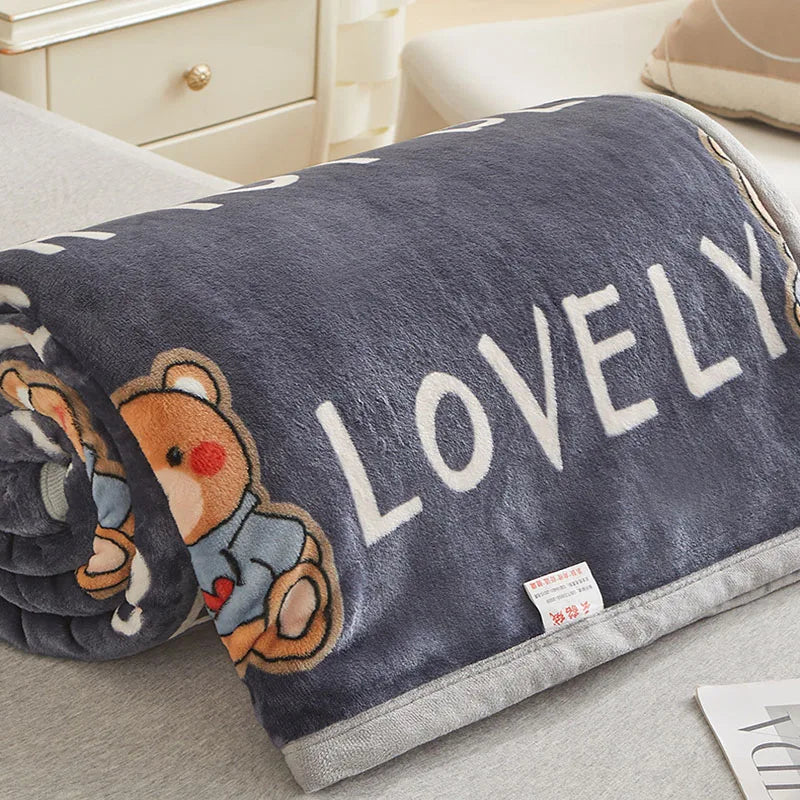 Afralia™ Cartoon Print Flannel Sofa Cover – Lightweight Plush Blanket for Adults