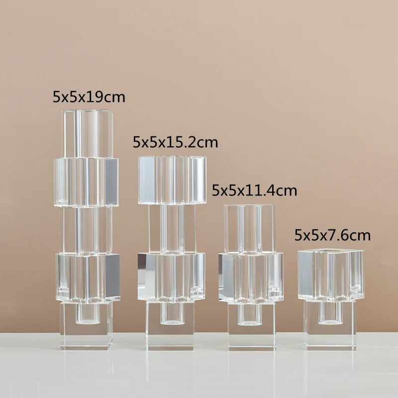 Afralia™ Geometric Glass Vase Stack for Home Decor & Flower Arrangement