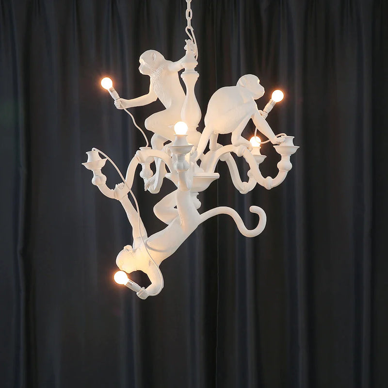 Afralia™ Monkey Trio Pendant Light: Resin Chandelier for Stylish Living Spaces