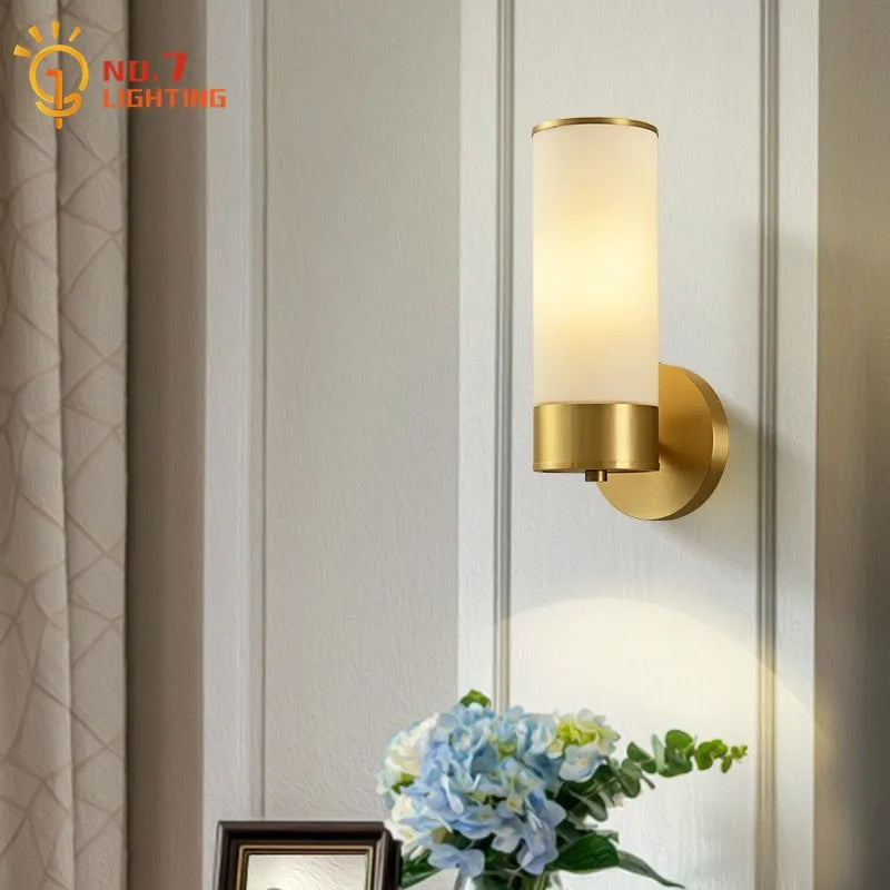 Afralia™ Modern Designer Copper Wall Lamp LED E27 Gold Lustre for Living Room Staircase