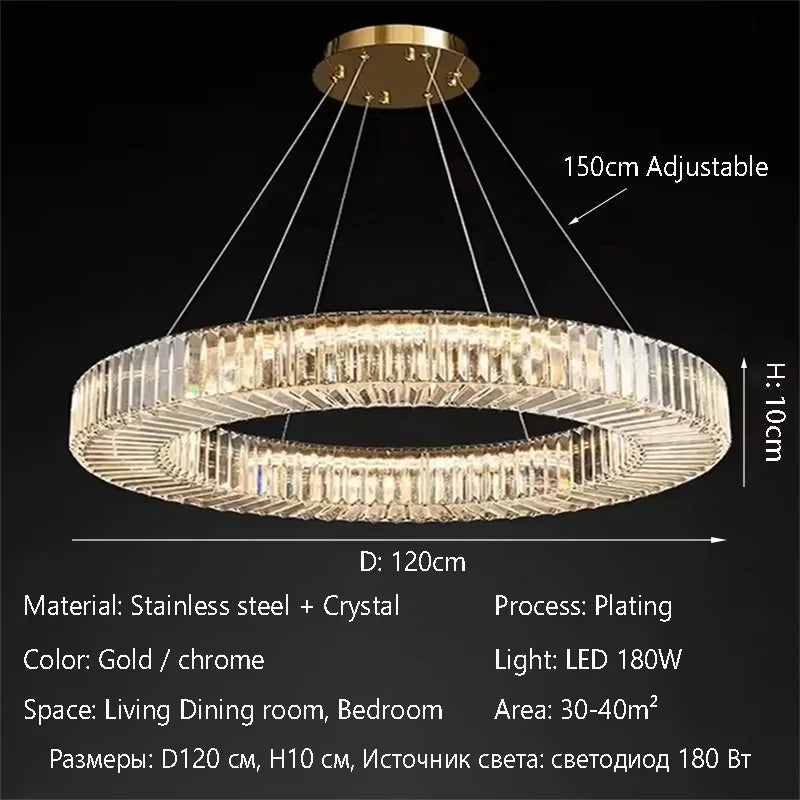 Afralia™ Elegant Crystal Chandelier LED Pendant Light for Home Décor