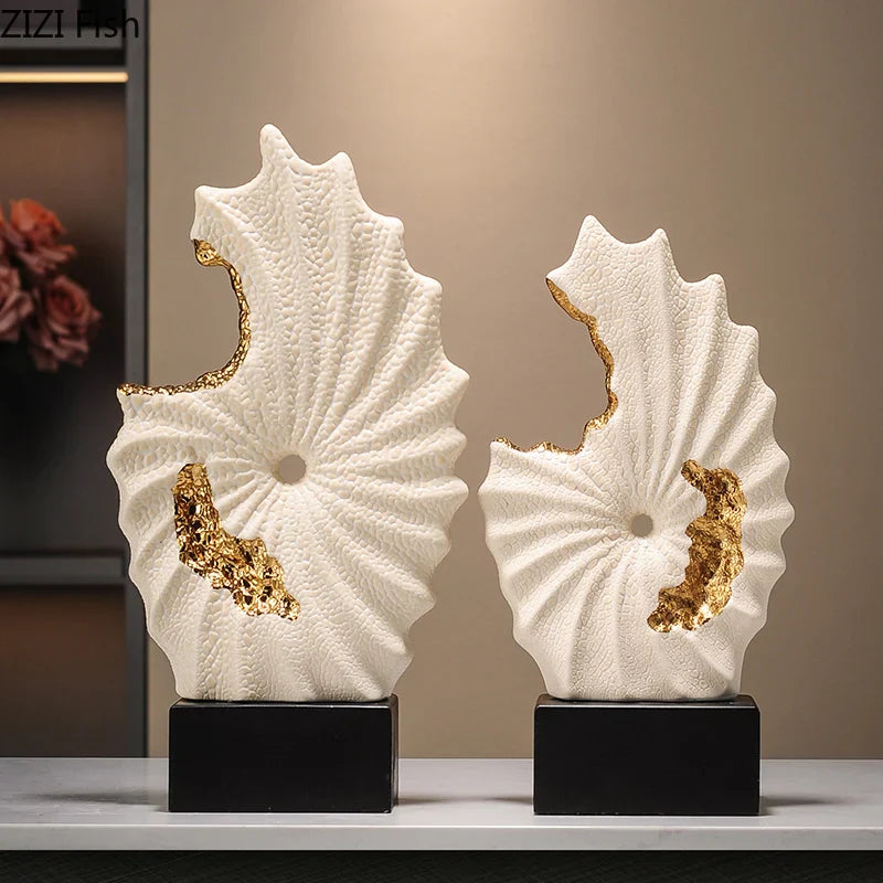 Afralia™ Gilded Ceramic Landscape Feng Shui Desk Ornament: Abstract Room Decor & Aesthetics