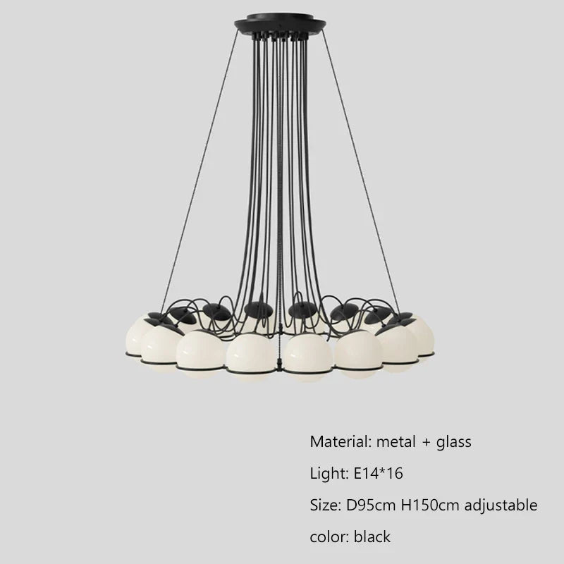 Afralia™ Modern Round Chandelier White Glass Ball Lamps