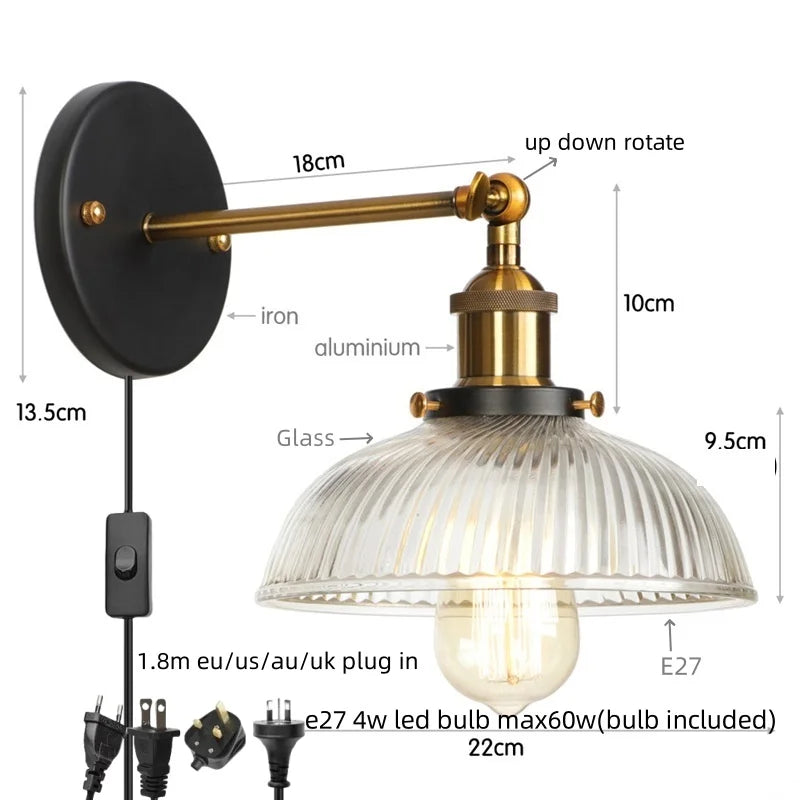 Afralia™ Vintage LED Wall Light with Pull Chain Switch for Bathroom Mirrors & Dining Room