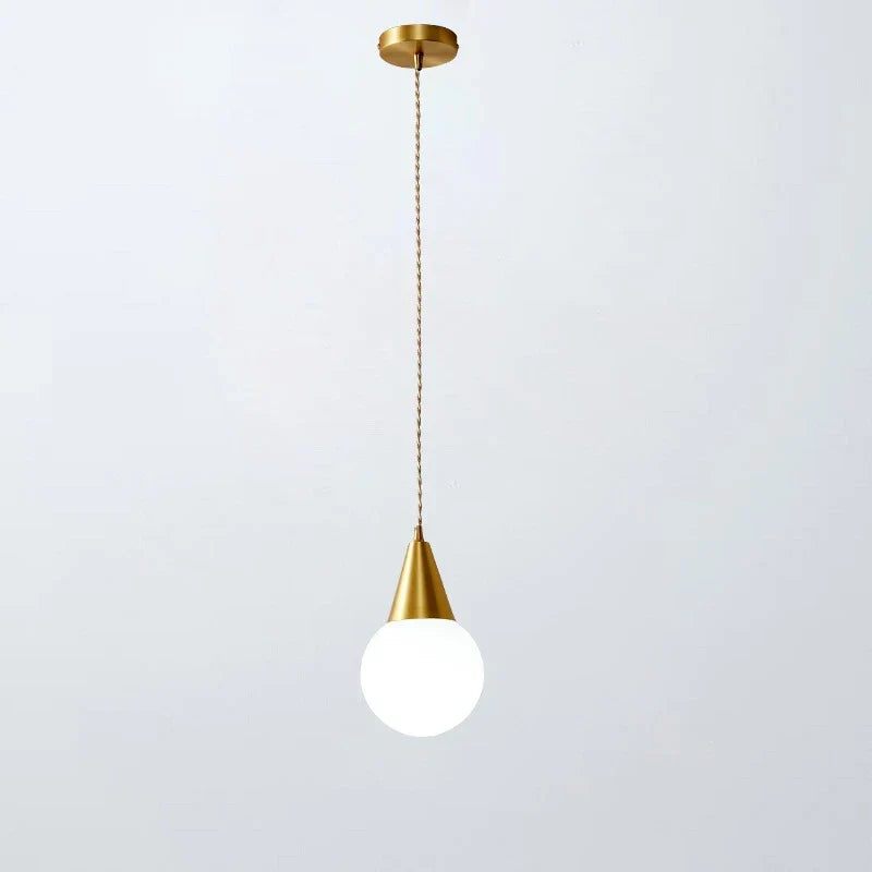 Afralia™ Nordic Copper Glass LED Pendant Light for Bedroom Living Room Corridor