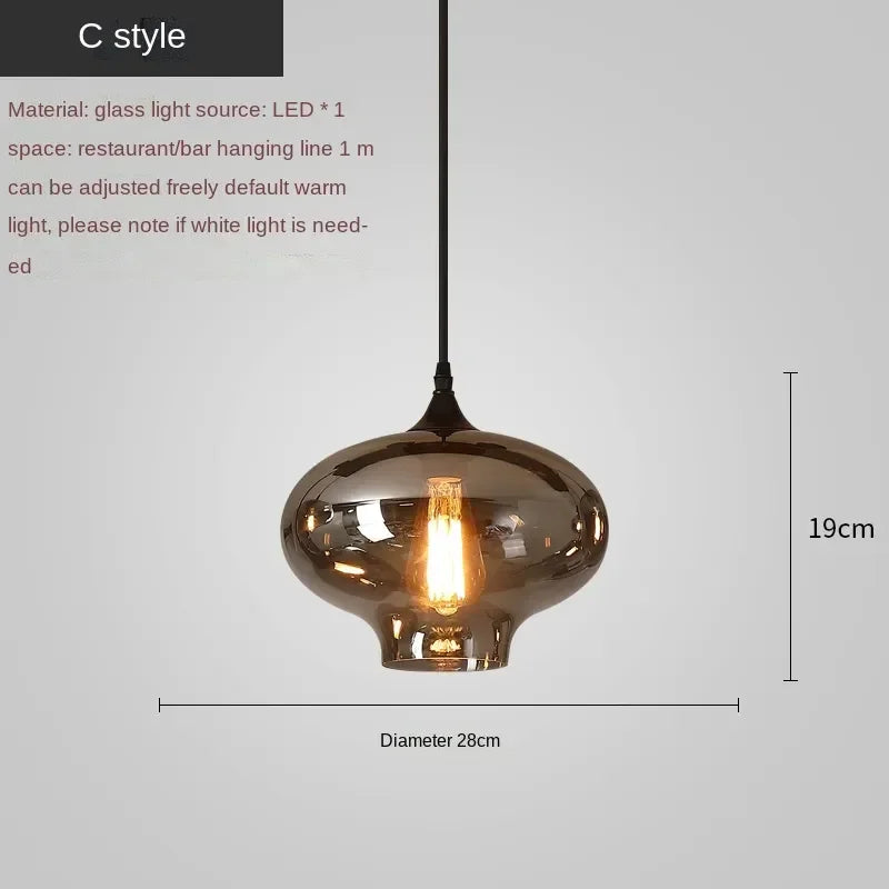 Afralia™ LED Glass Pendant Chandelier for Kitchen Dining Bar Décor