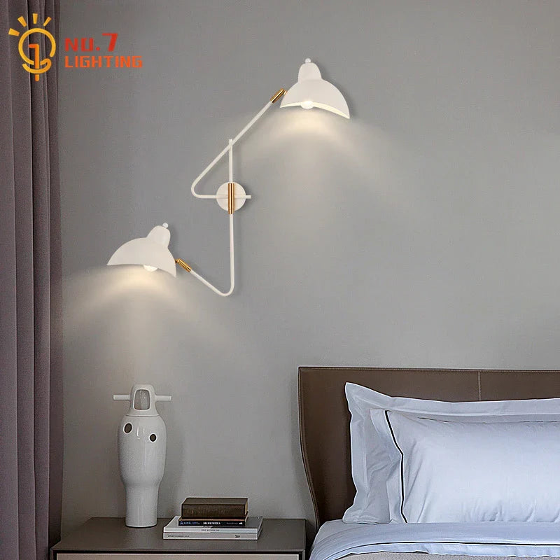 Afralia™ Copper LED Wall Lamp Double Head Rotatable for Living Room Bedroom