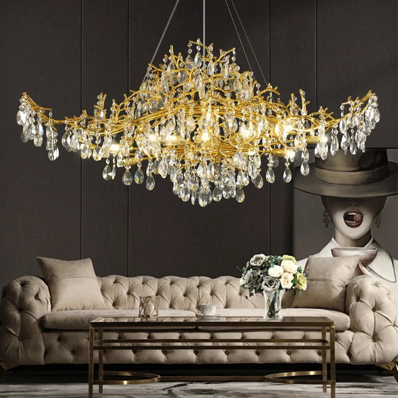 Afralia™ Luxury Luster Indoor Chandelier Lighting for Living Room, Hotel, and Restaurant