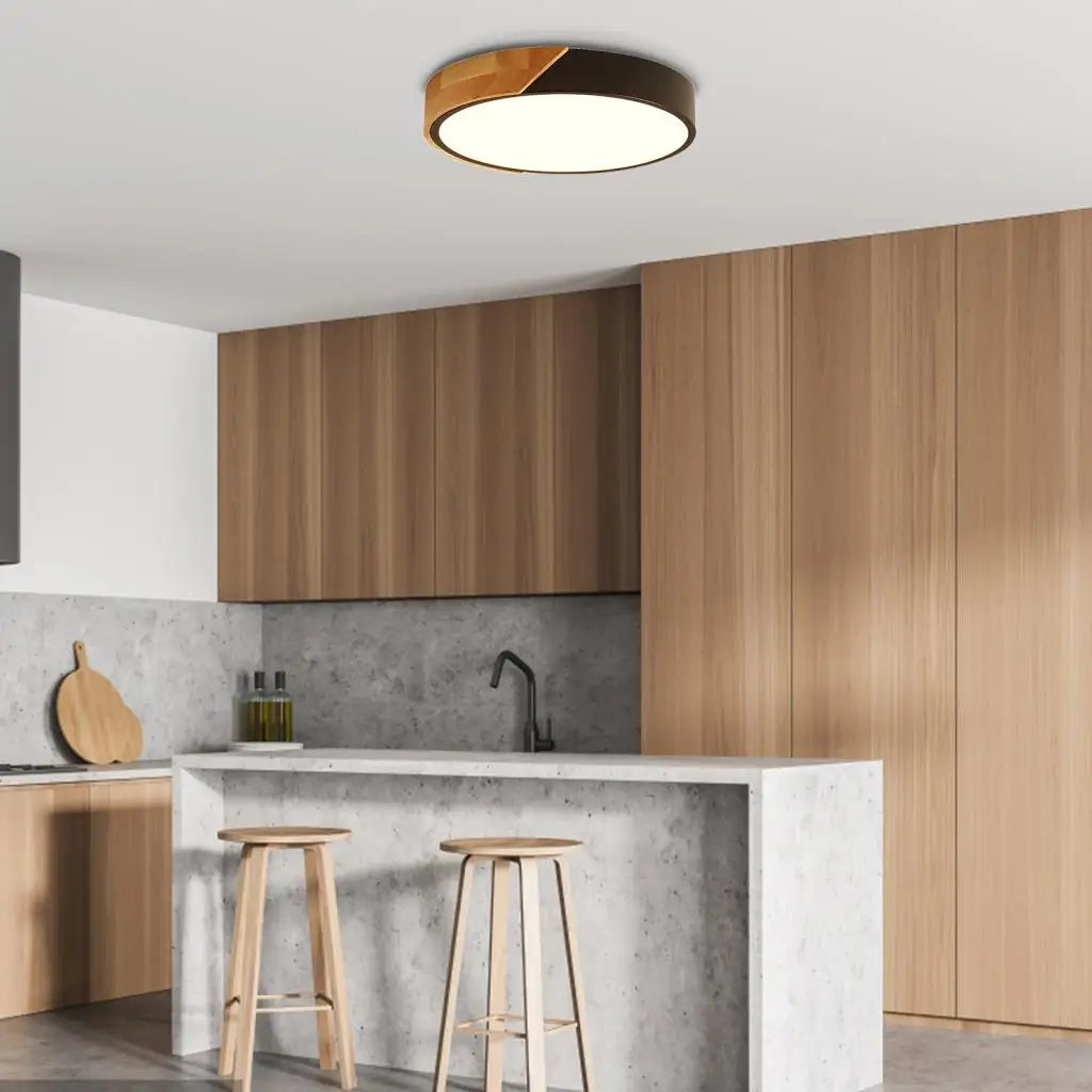 Afralia™ Nordic Wood Led Ceiling Light for Living Room Bedroom, Modern Indoor Decor Lighting