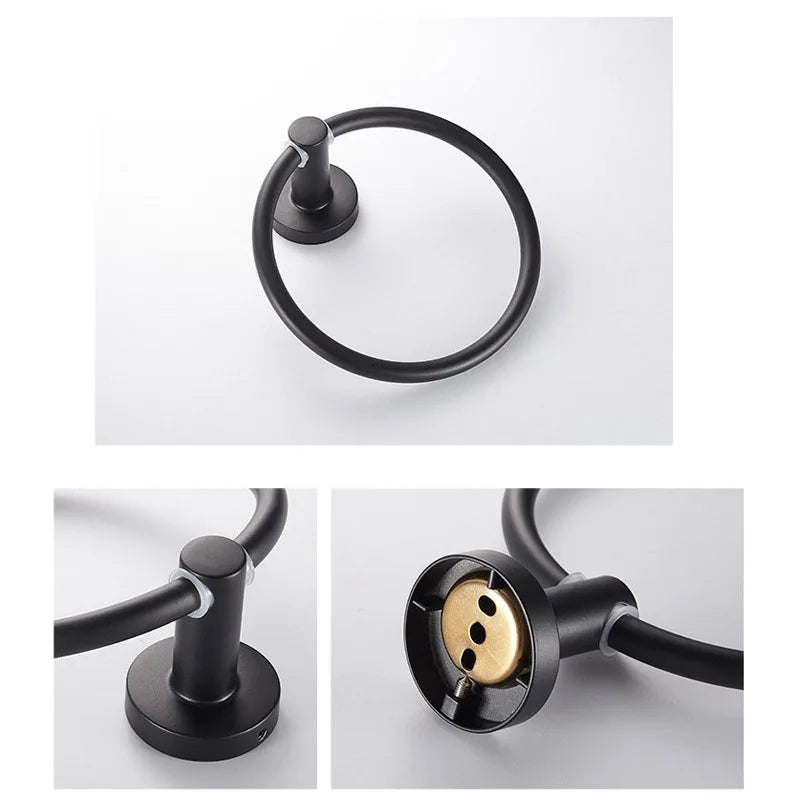 Afralia™ Stainless Steel Towel Holder - Wall-Mounted Round Towel Rings & Rack
