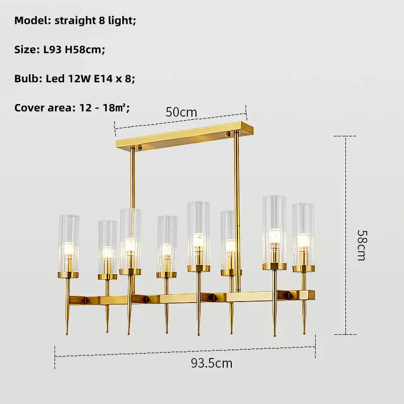 Afralia™ Gold Metal Glass LED Pendant Lights Chain Hanging Lamp