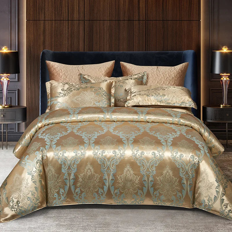 Afralia™ Jacquard Satin Summer Bedding Set - Elegant & Skin Friendly Duvet Cover - Single/Double Size