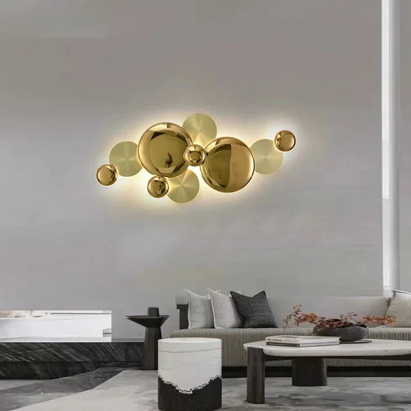 Afralia™ Large Metal Gold Wall Sconce Lamps LED Modern Luxury Home Decor Light