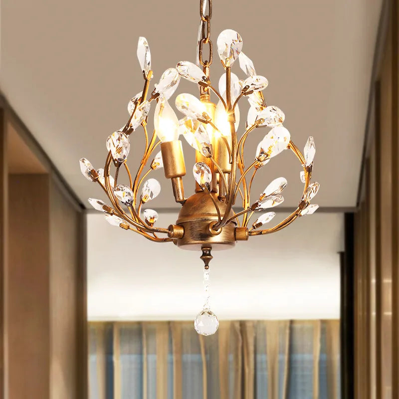 Afralia™ Tree Branch Leaves Chandelier: Vintage Crystal Lustre for Living Room, Bedroom, Kitchen
