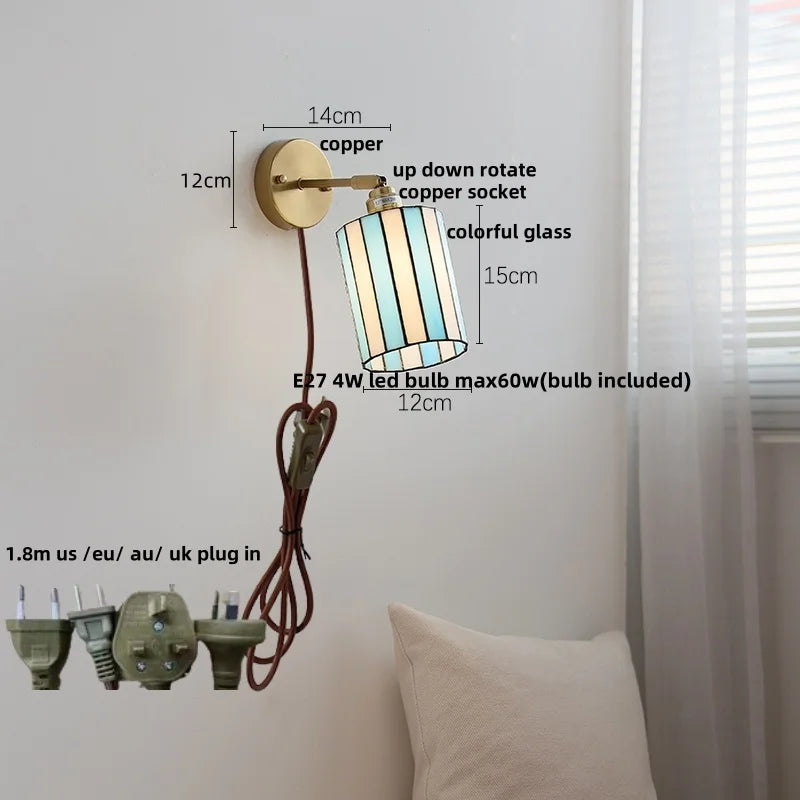 Afralia™ White Glass LED Wall Light with Pull Chain Switch, Japanese Style, Copper Base