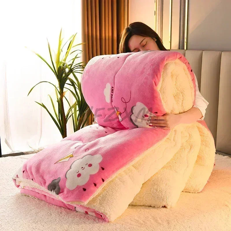 Afralia™ Plush Super Thick Milk Fleece Winter Blanket: Soft Warmth for Sleeping Comfort