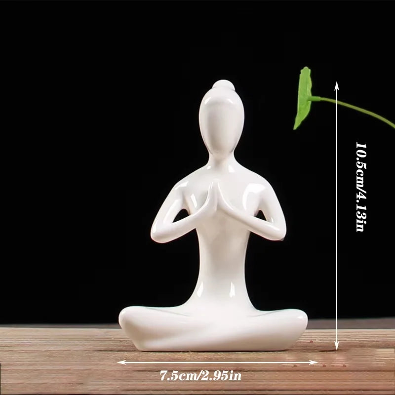 Afralia™ Abstract Yoga Figure Porcelain Statue Home Decor Sculpture