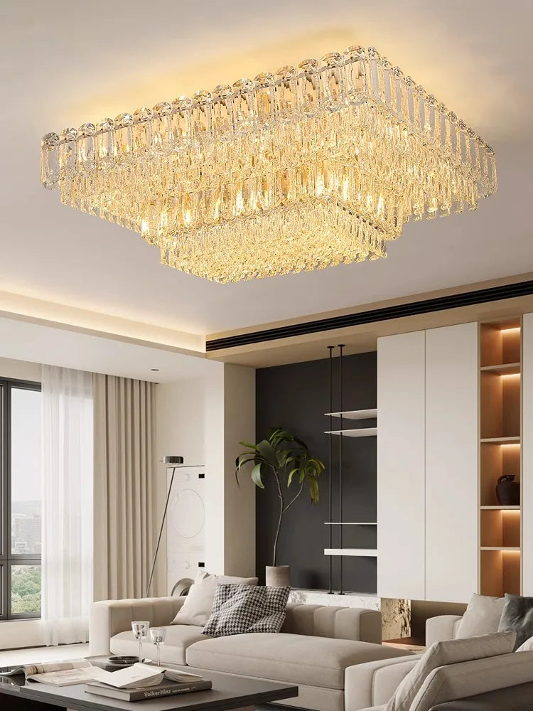 Afralia™ Crystal Round Ceiling Lamp - Nordic Luxury Home Decor Luxe Chandelier