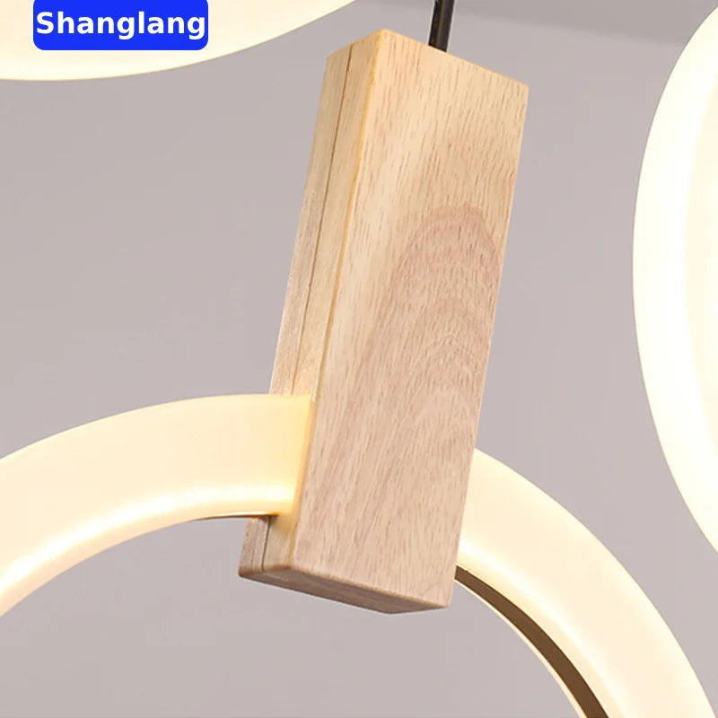 Afralia™ Wooden LED Chandelier for Kitchen Dining Room Lighting