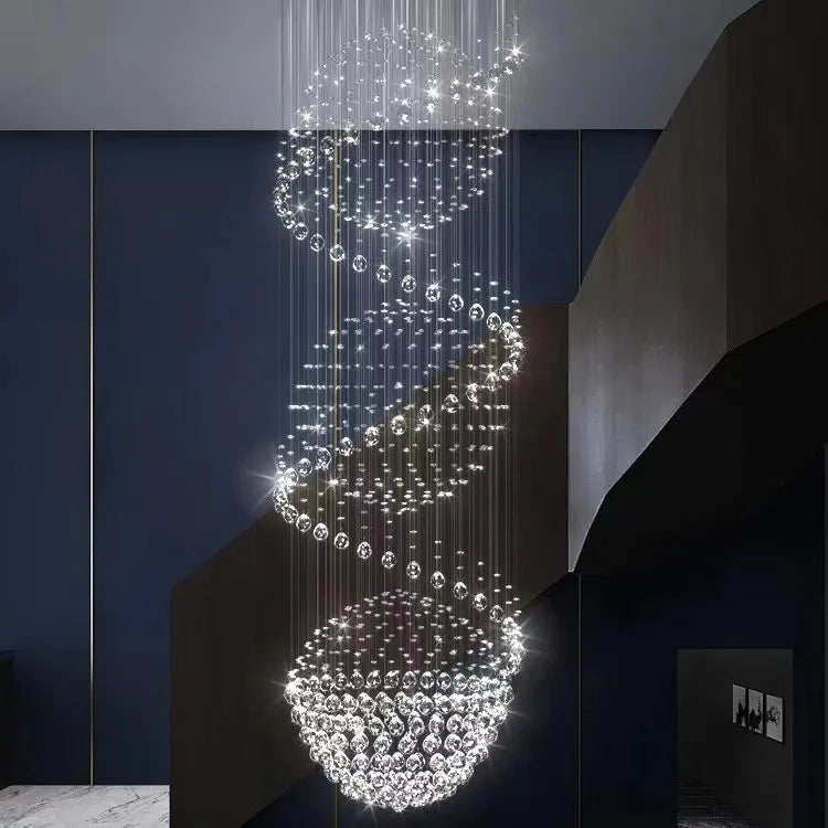 Afralia™ Spiral LED Crystal Chandelier: Modern Luxury Hanging Interior Lamp for Ladder Corridor