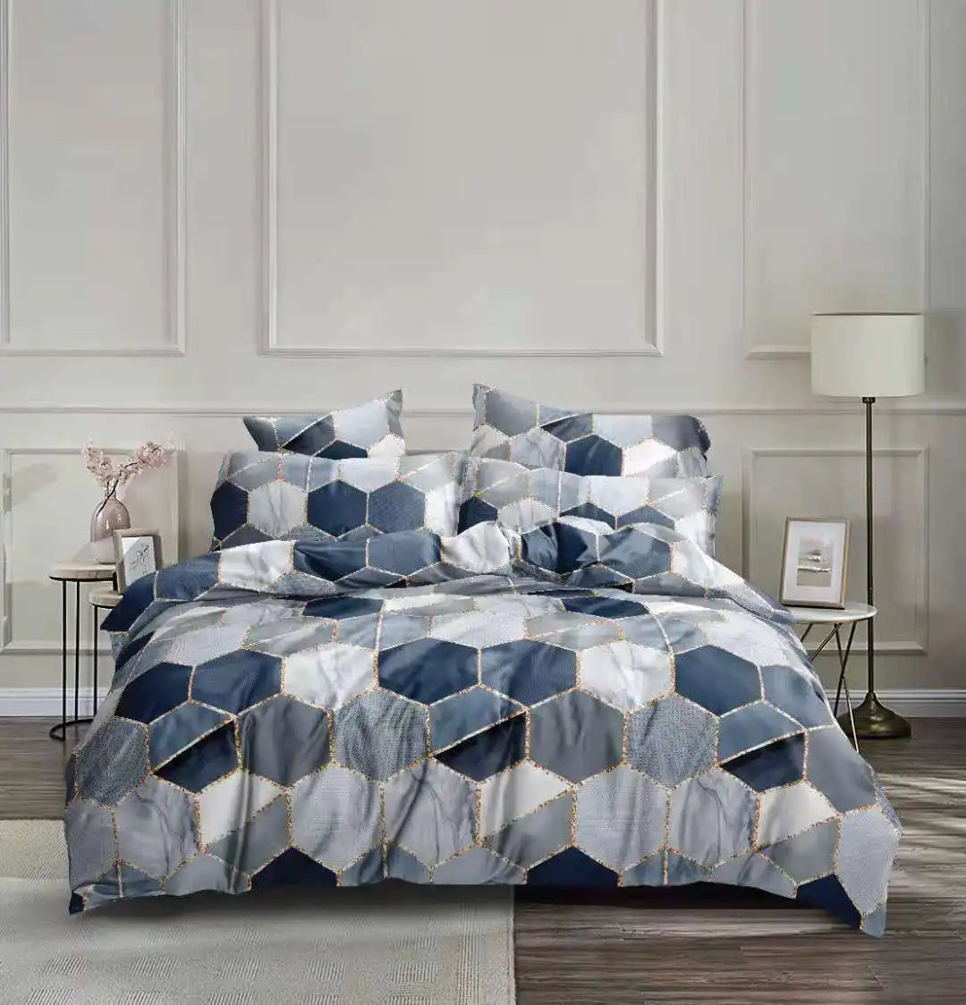 Afralia™ Honeycomb Marble Patterned Bedding Set, Luxurious Duvet Cover with Pillowcase