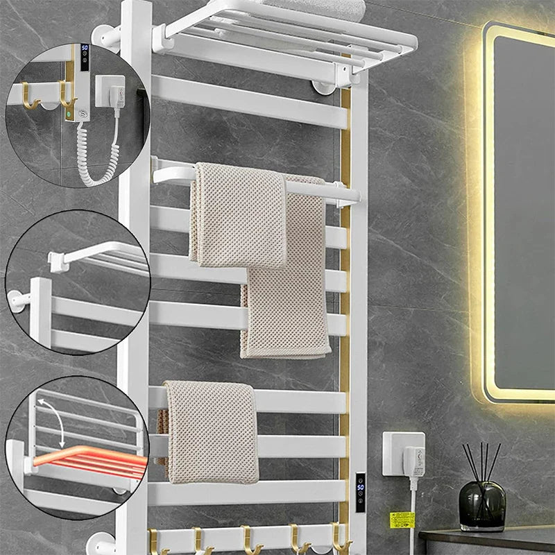 Afralia™ Electric Towel Radiator Warmer Rack for Smart Bathroom Storage and Heating