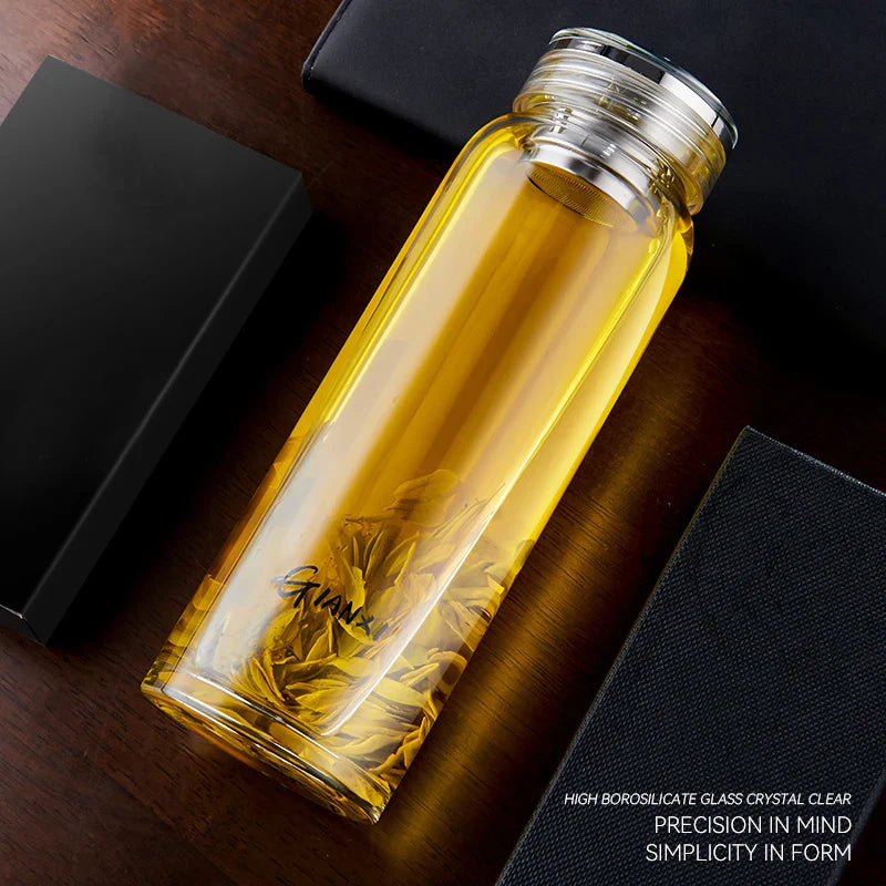 Afralia™ Glass Tea Bottle with Strainer and Lid