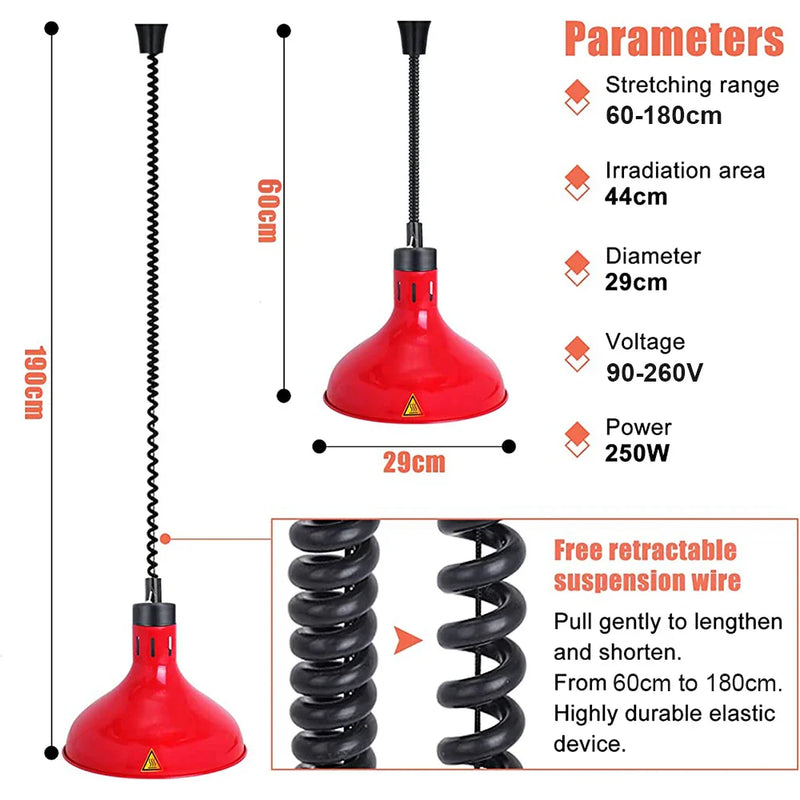 Afralia™ Electric Heat Lamp: Adjustable Kitchen Fixture for Food Preservation