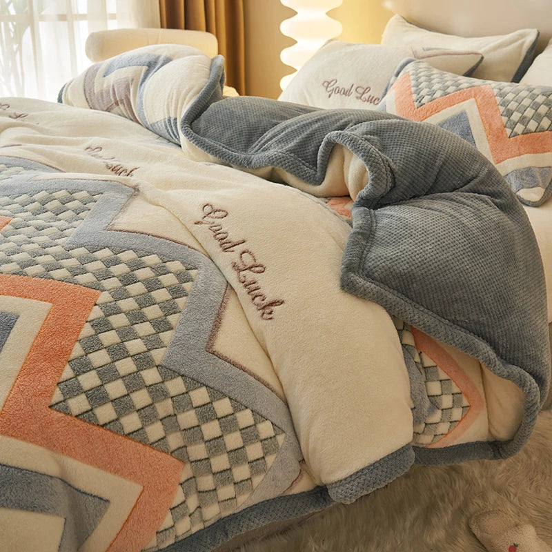 Afralia™ Dual-Layer Winter Velvet Duvet Cover - Soft & Warm Double-Sided Quilt Blanket