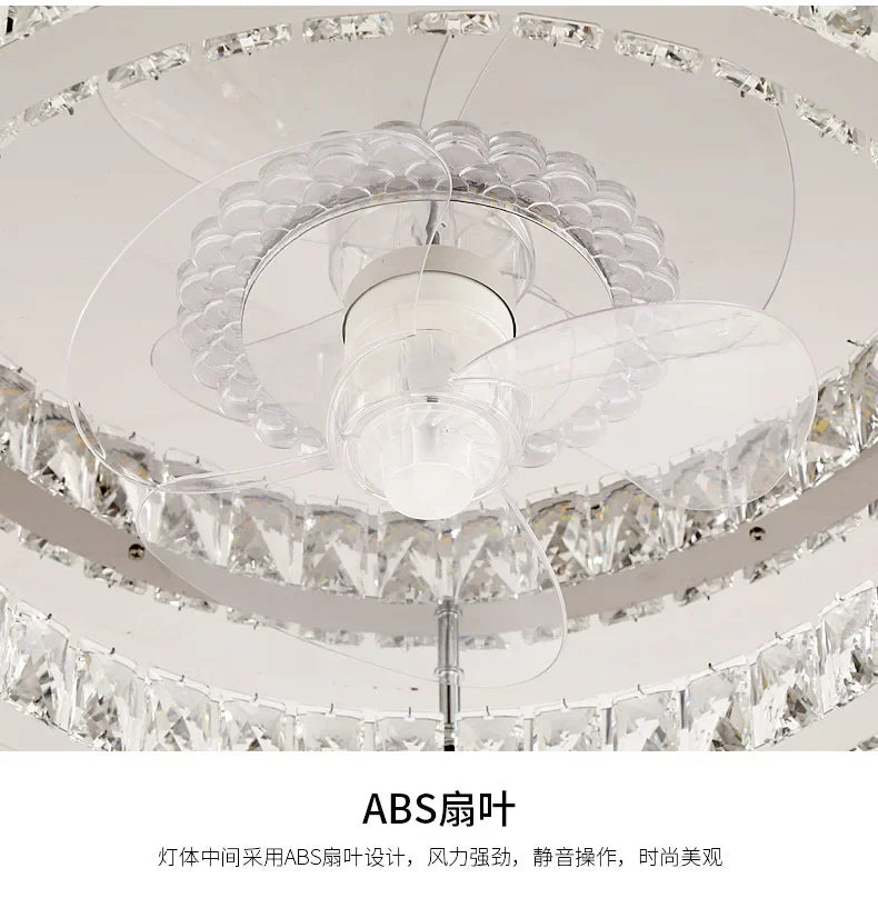 Afralia™ Crystal LED Ceiling Fan with Remote Control Flush Mount Profile