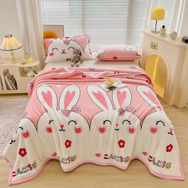 Afralia™ Cartoon Print Flannel Sofa Cover – Lightweight Plush Blanket for Adults