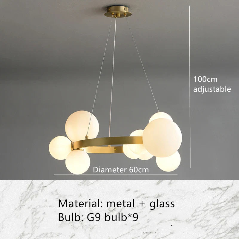 Afralia™ Nordic Glass Ball LED Chandelier Pendant Light for Home Decoration
