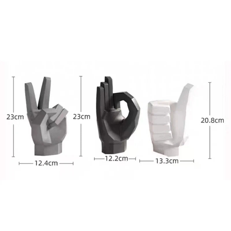 Afralia™ Modern Geometry Hand Love Sculpture Abstract Statue Figurines