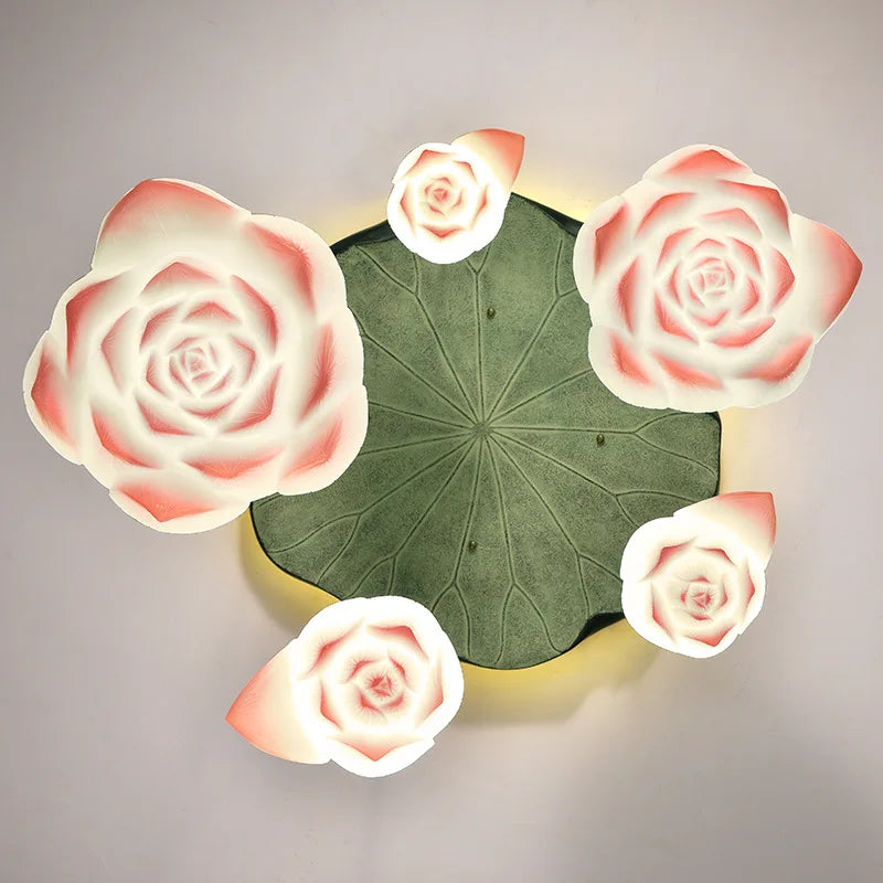 Afralia™ Lotus Glass Pendant Lamp: Elegant Pink Lotus Lighting for Home Decor