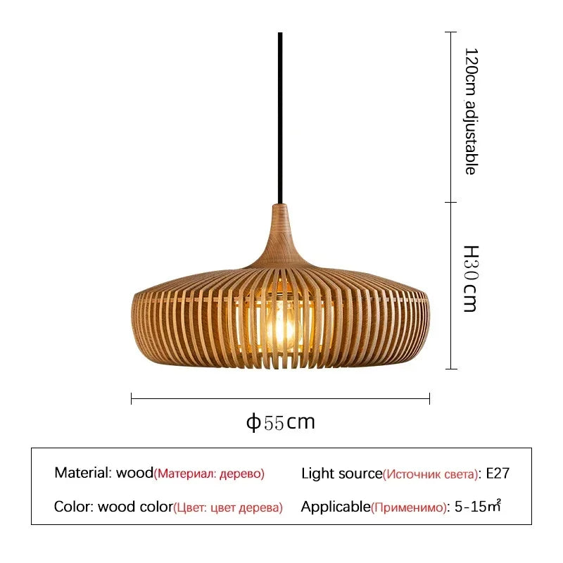 Afralia™ Wood Suspension Pendant Lamp for Bedroom Dining Table Home Decor