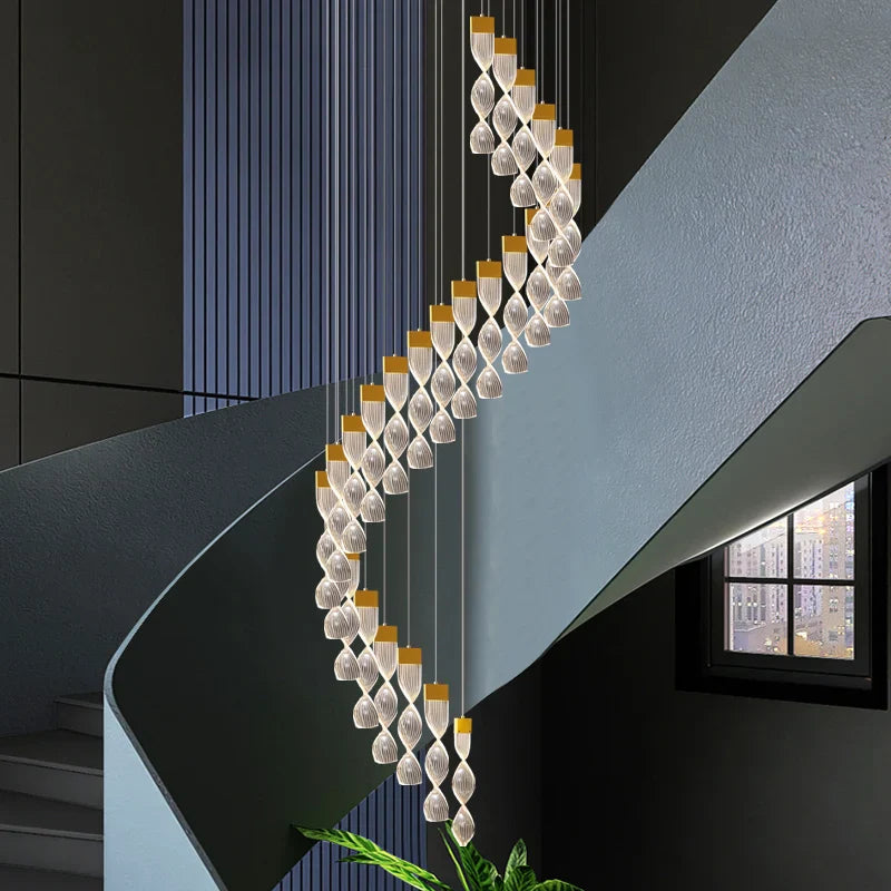 Afralia™ Modern LED Double Staircase Chandelier - Designer Nordic Loft High-Rise Lighting