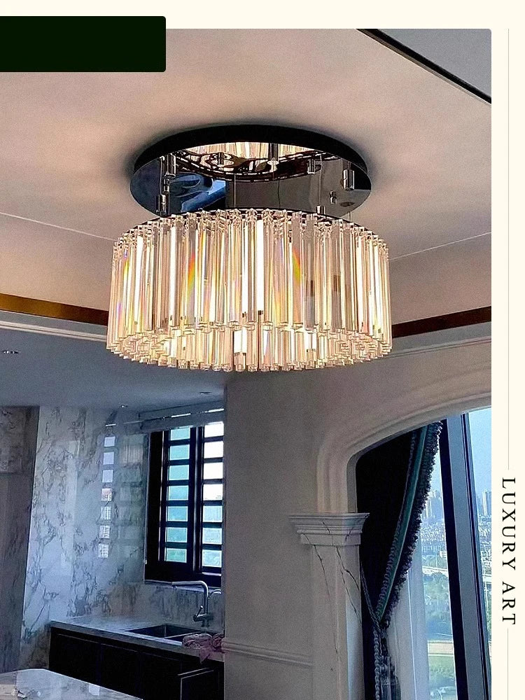 Afralia™ Luxury Stainless Steel K9 Crystal Pendant Light for Home Dining Table Decor