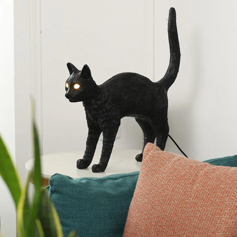 Nordic Cat LED Desk Lamp by Afralia™ - Resin Animal Light for Kids Room Decor