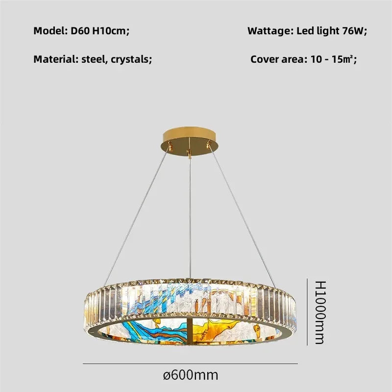 Afralia™ Circle Steel LED Pendant Chandelier, Modern Dimmable Lighting for Living Room Home Decor