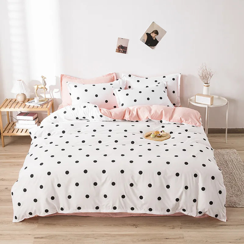 Afralia™ Cartoon Printed Bedding Set: Soft Cozy Duvet Cover, Bedsheet, Pillowcase, Single Double Bedclothes
