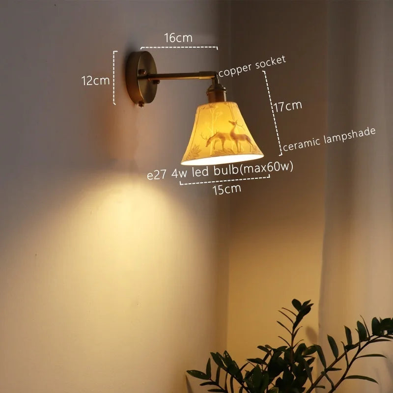 Afralia™ Ceramic LED Wall Sconce Pull Chain Switch for Dining Bedroom Bathroom Mirror