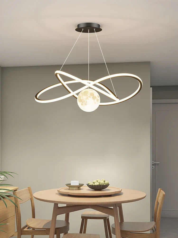 Afralia™ Minimalist Linear LED Ring Chandelier for Home Decor and Lighting