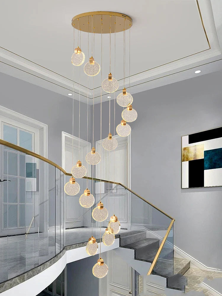 Afralia™ Nordic Crystal LED Chandeliers for Living Dining Stairwell Lobby Hall Fixtures