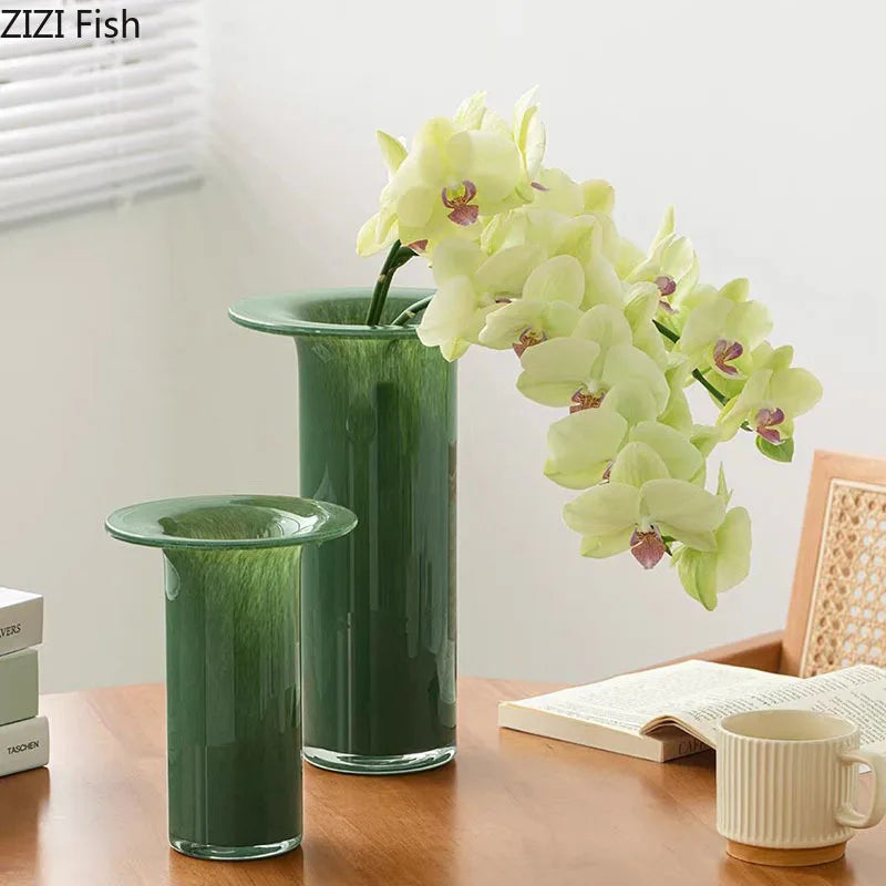 Afralia™ Jade Trumpet Glass Vase Hydroponics Flower Pot Desk Decoration