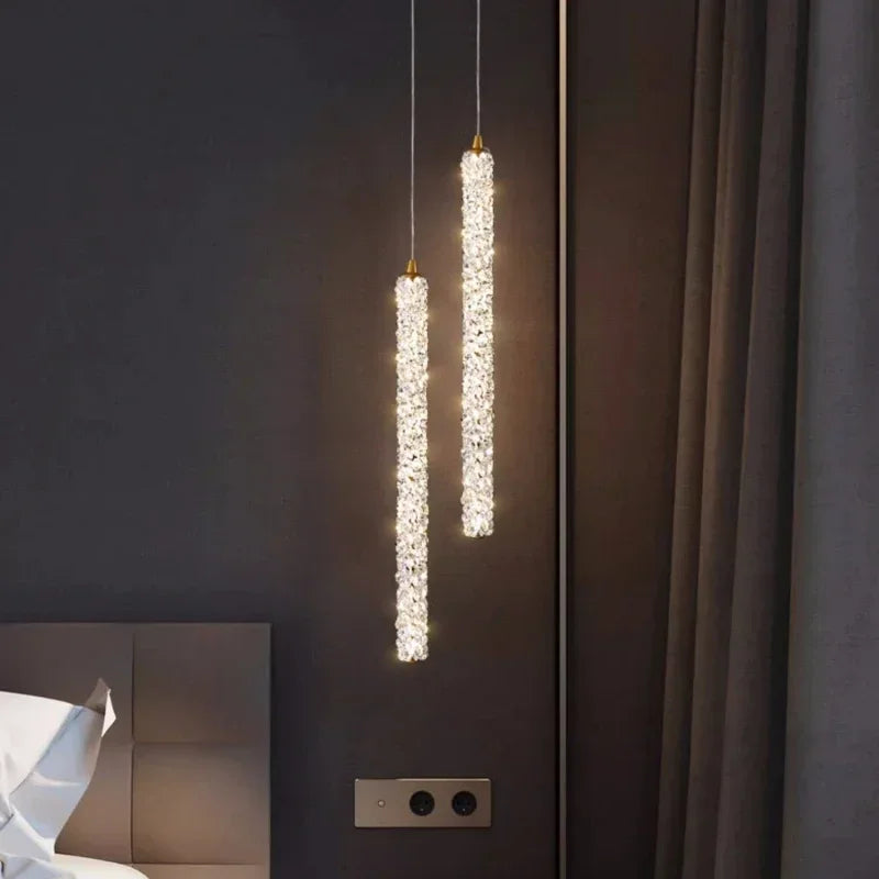 Afralia™ Crystal Pendant LED Chandelier Lamp - Modern Bedside Luminarias for Elegant Home Decor
