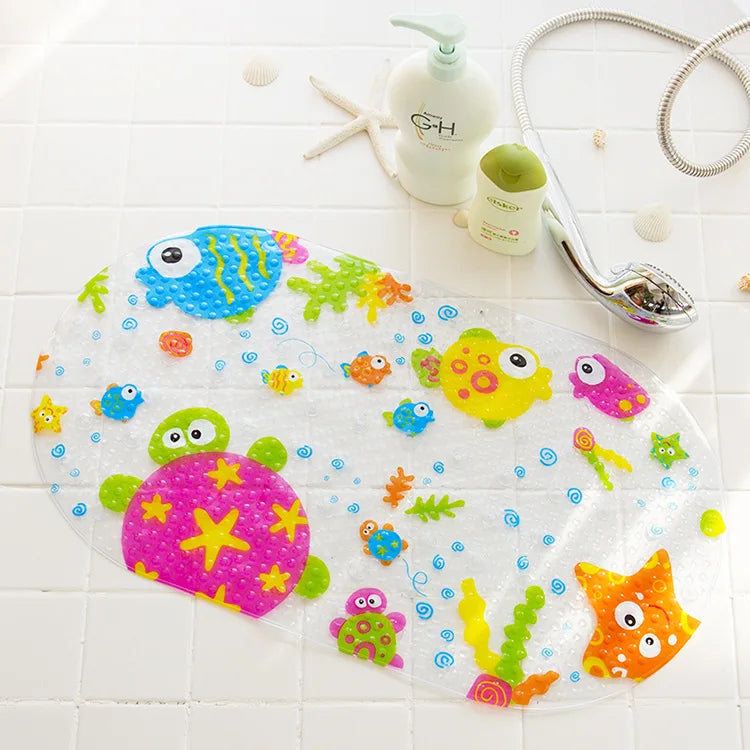 Afralia™ Cartoon Non-Slip Bathroom Mat with Suction Cup for Child Bathtub Eco-Friendly