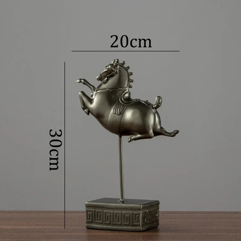 Afralia™ Terracotta Warrior Horse Sculpture Resin Knight Figurine Home Decor Gift